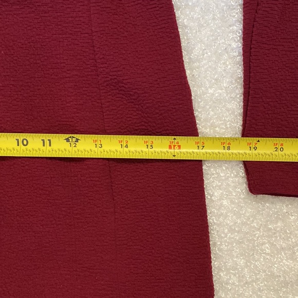 Mink Pink MP/C Textured V Mock Wrap Tie Belt Puff Sleeve Maroon Sheath Dress Sm - Picture 13 of 16